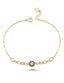 Round Navy Inner Stone-Set Gold Bracelet