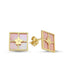 Pink Mother-of-Pearl Square Gold Earrings