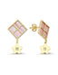 Pink Mother-of-Pearl Rectangular Drop Floral Gold Earrings