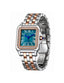 PIRLANT SBL03-3-PT Teal Dial Square Women's Quartz Watch – silver case and silver & gold bracelet