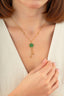 Reversible Green White Floral Drop Gold Necklace