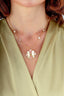 Pink White Mother-of-Pearl Modern Floral Gold Necklace