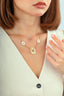 Reversible White Pink Floral Geometric Gold Necklace