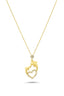 14K Gold Stone-Set Dolphin Heart Necklace