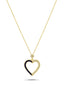 14K Zircon Stone-Set Heart Gold Necklace