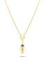 14K Stone-Set Fish Fishbone Motif Gold Necklace