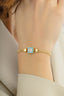 Turquoise Square Stone-Set Elegant Italian 14K Gold Bracelet