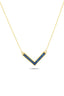 14K Blue Stone-Set Gold V Necklace