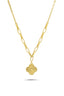 14K Floral Motif Paperclip Gold Necklace