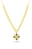 14K Floral Motif Enamel Gold Necklace