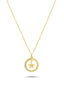 14K Stone-Set Star Detail Hoop Gold Necklace