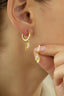 14K Stone-Set Leaf Gold Earrings