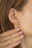 Triple Dangle Stone-Set Gold Earrings
