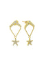 Dangle Stone-Set Star Gold Earrings