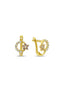 Crescent & Star Stone-Set Gold Earrings