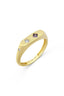 Rectangular Purple Stone-Set Pinky Gold Ring