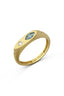 Diamond-Shaped Turquoise Stone-Set Pinky Gold Ring