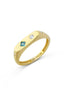 Rectangular Turquoise Stone-Set Pinky Gold Ring