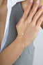 14K Striped Stone-Set Heart Gold Hand Chain Bracelet
