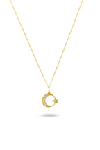 Stone-Set Gold Crescent & Star Necklace