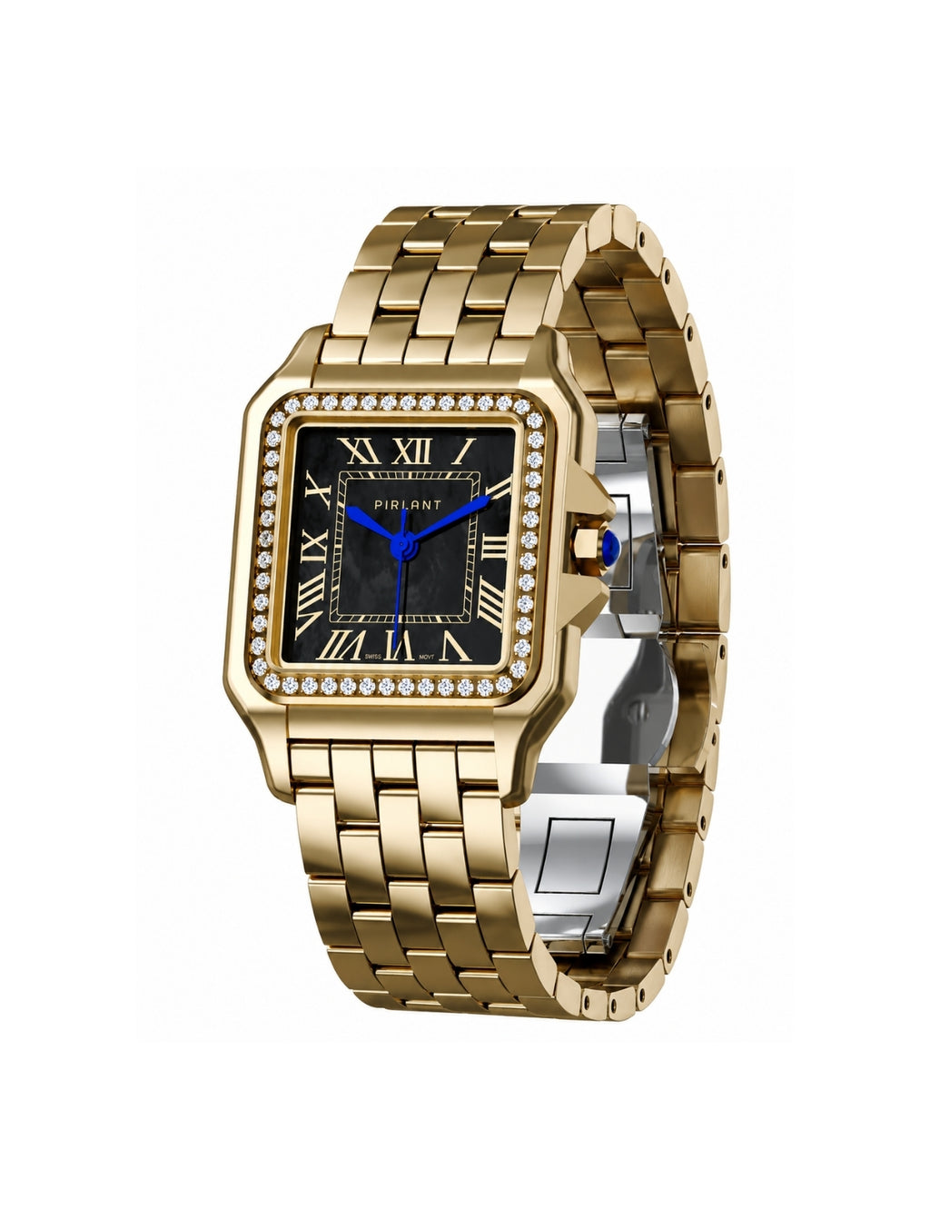 PIRLANT SBL03-4-SISE Black Mother-of-Pearl Dial Women's Quartz Watch – gold case and gold bracelet
