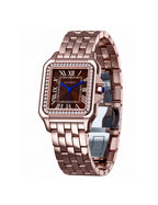 PIRLANT SBL03-5-KA Brown Dial Square Women's Quartz Watch – rose gold case and rose gold bracelet