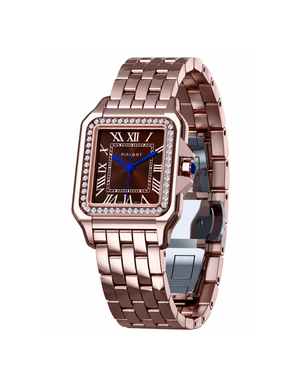 PIRLANT SBL03-5-KA Brown Dial Square Women's Quartz Watch – rose gold case and rose gold bracelet
