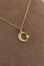Stone-Set Gold Crescent & Star Necklace