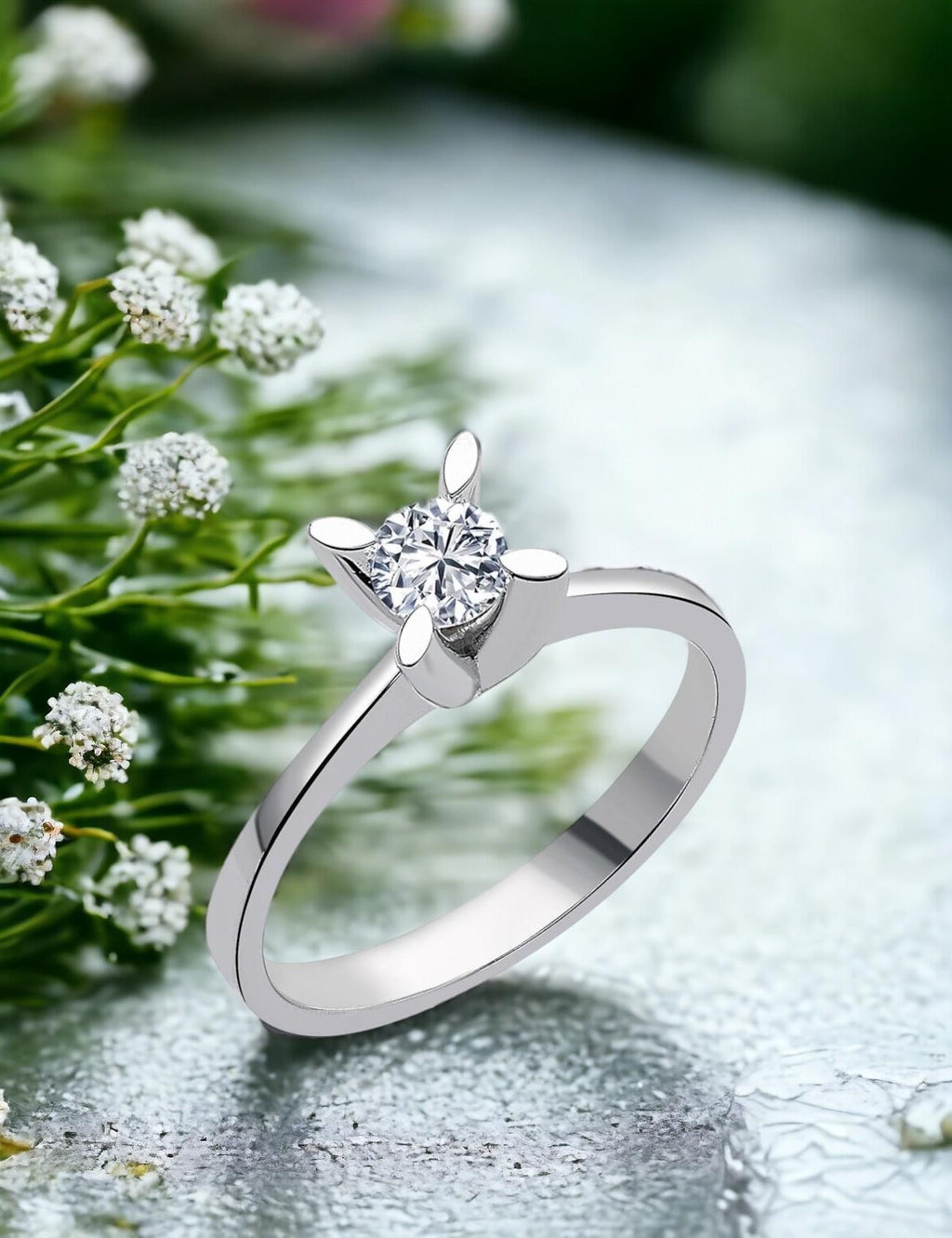 0.30 Carat Almond-Setting Solitaire Diamond Ring