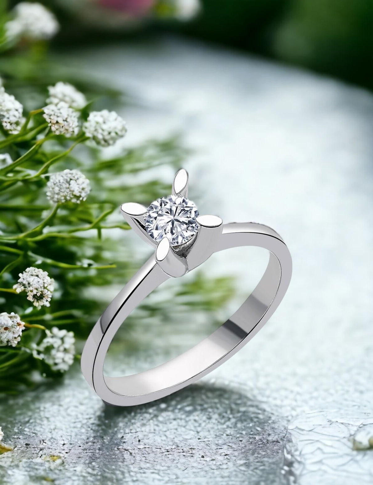 0.30 Carat Almond-Setting Solitaire Diamond Ring