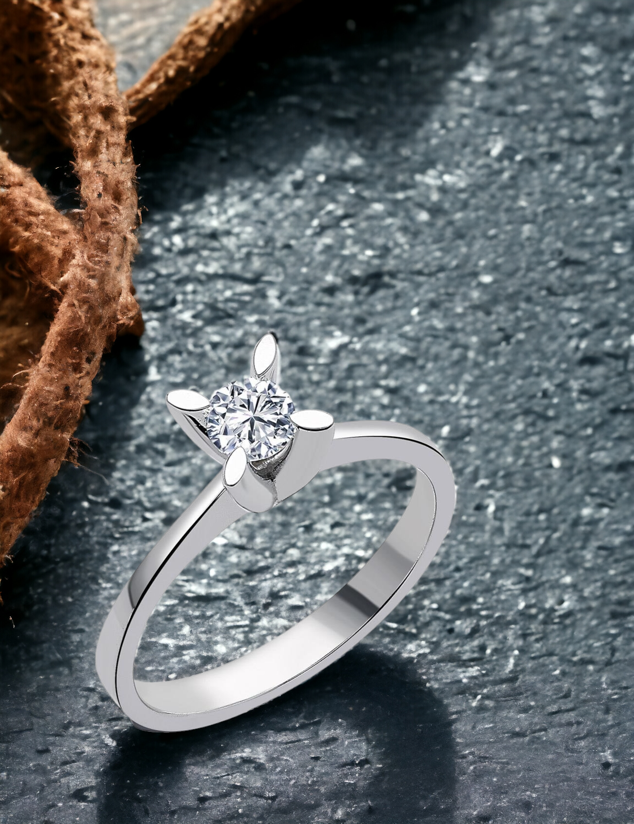 0.25 Carat Almond Prong-Set Solitaire Diamond Ring Secondary image