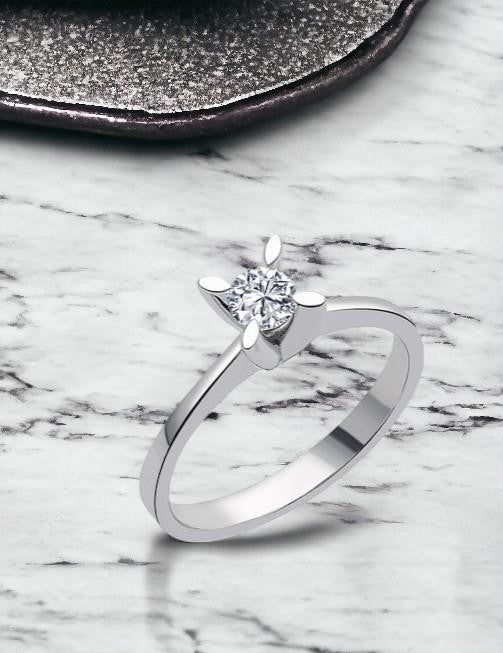 0.20 Carat Almond Prong-Set Solitaire Diamond Ring Secondary image