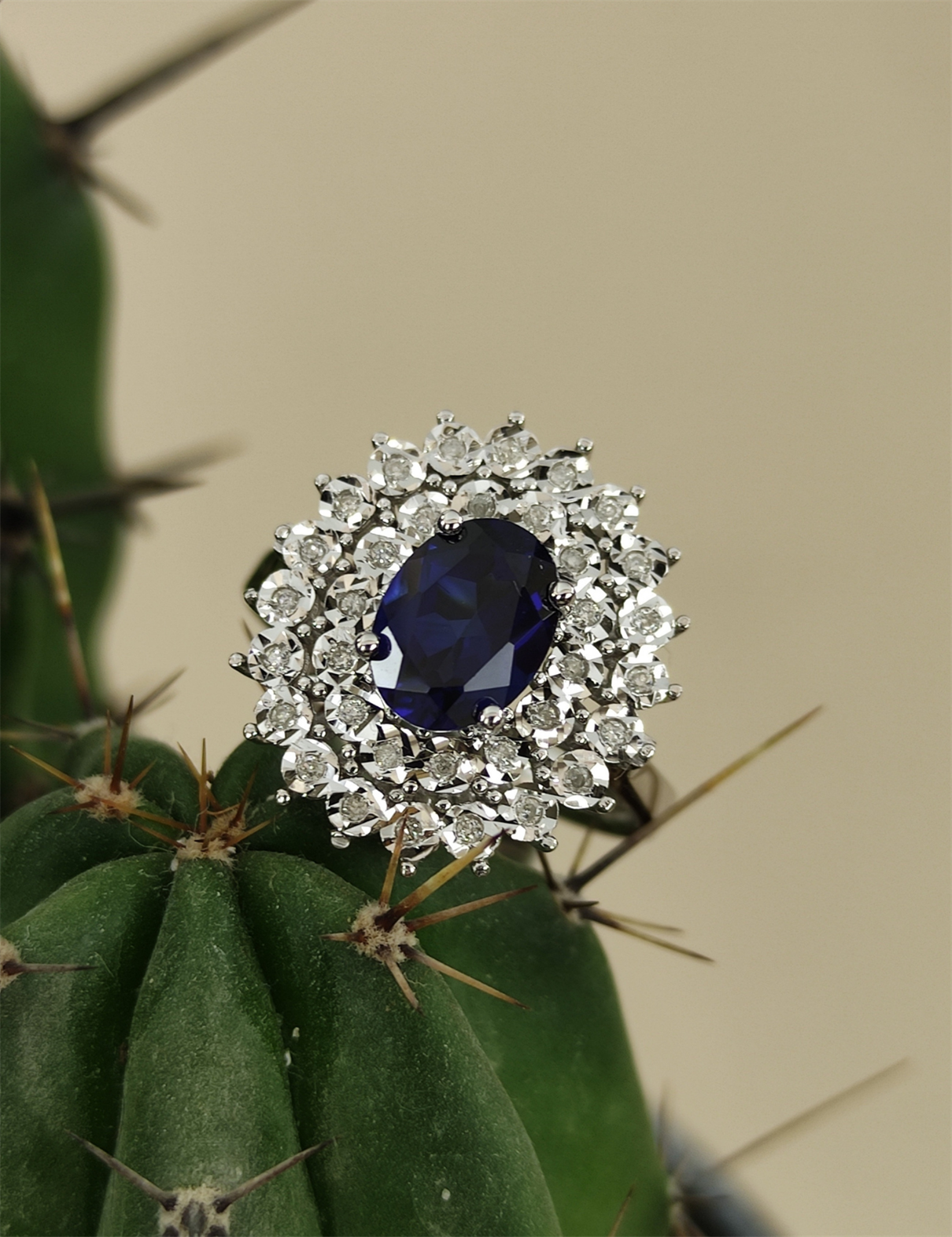 1.65 Carat Diamond Sapphire Ring