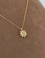 Sun Stone-Set Gold Necklace