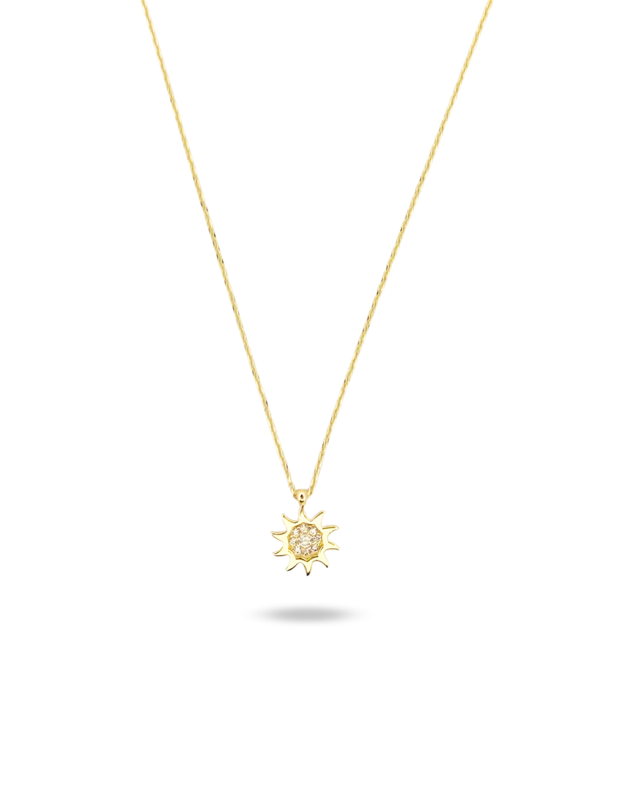 Sun Stone-Set Gold Necklace