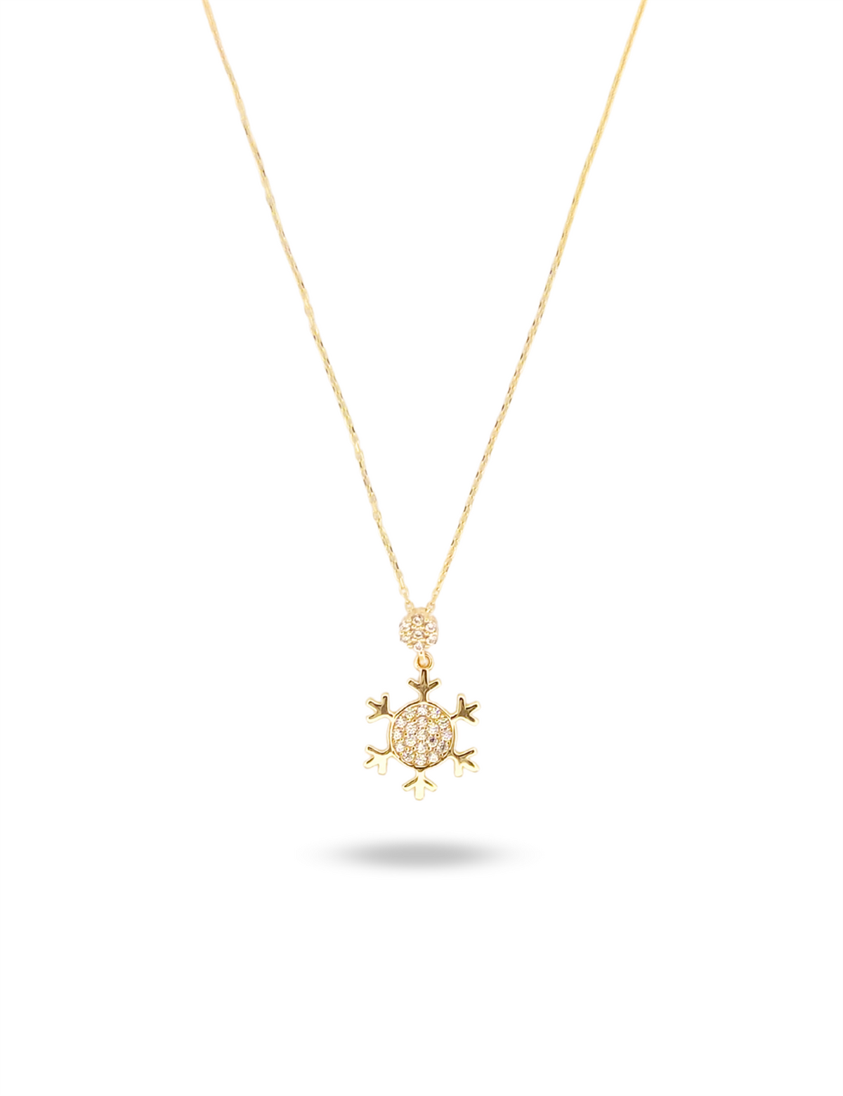 Snowflake Stone-Set Gold Necklace