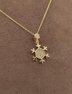 Snowflake Stone-Set Gold Necklace