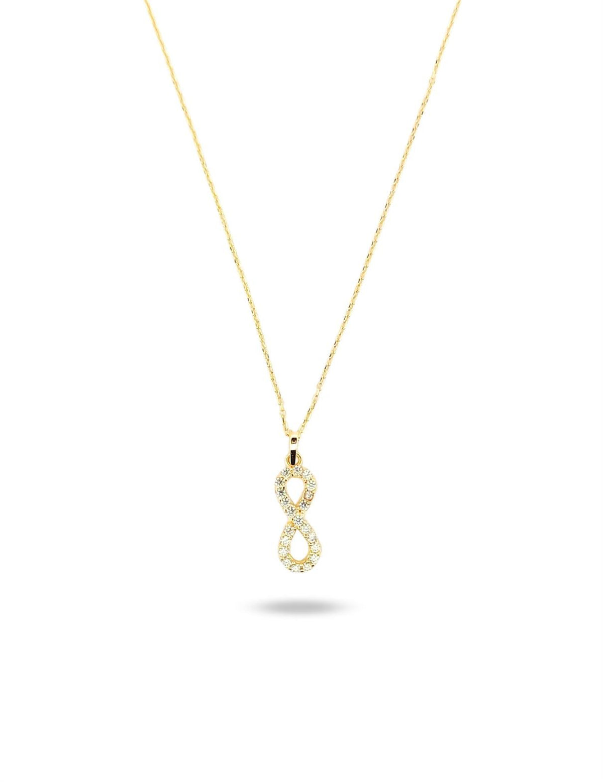 Stone-Set Infinity Vertical Gold Necklace
