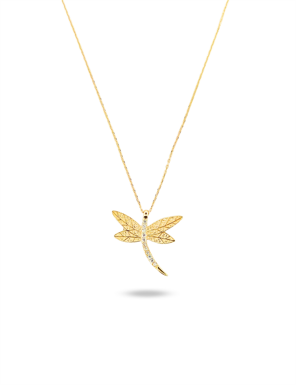 Stone-Set Dragonfly Gold Necklace