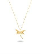 Stone-Set Dragonfly Gold Necklace