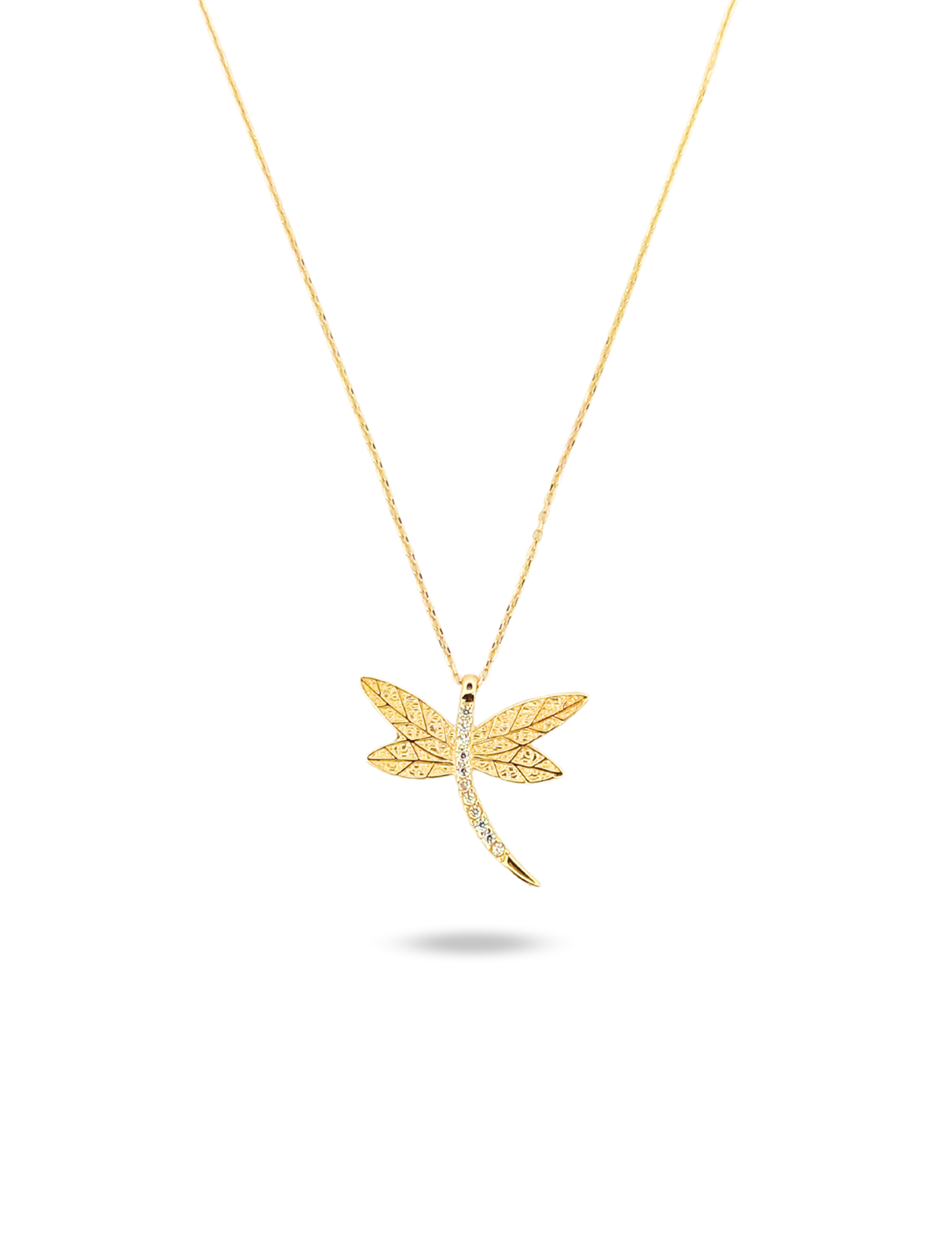 Stone-Set Dragonfly Gold Necklace