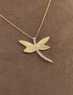 Stone-Set Dragonfly Gold Necklace