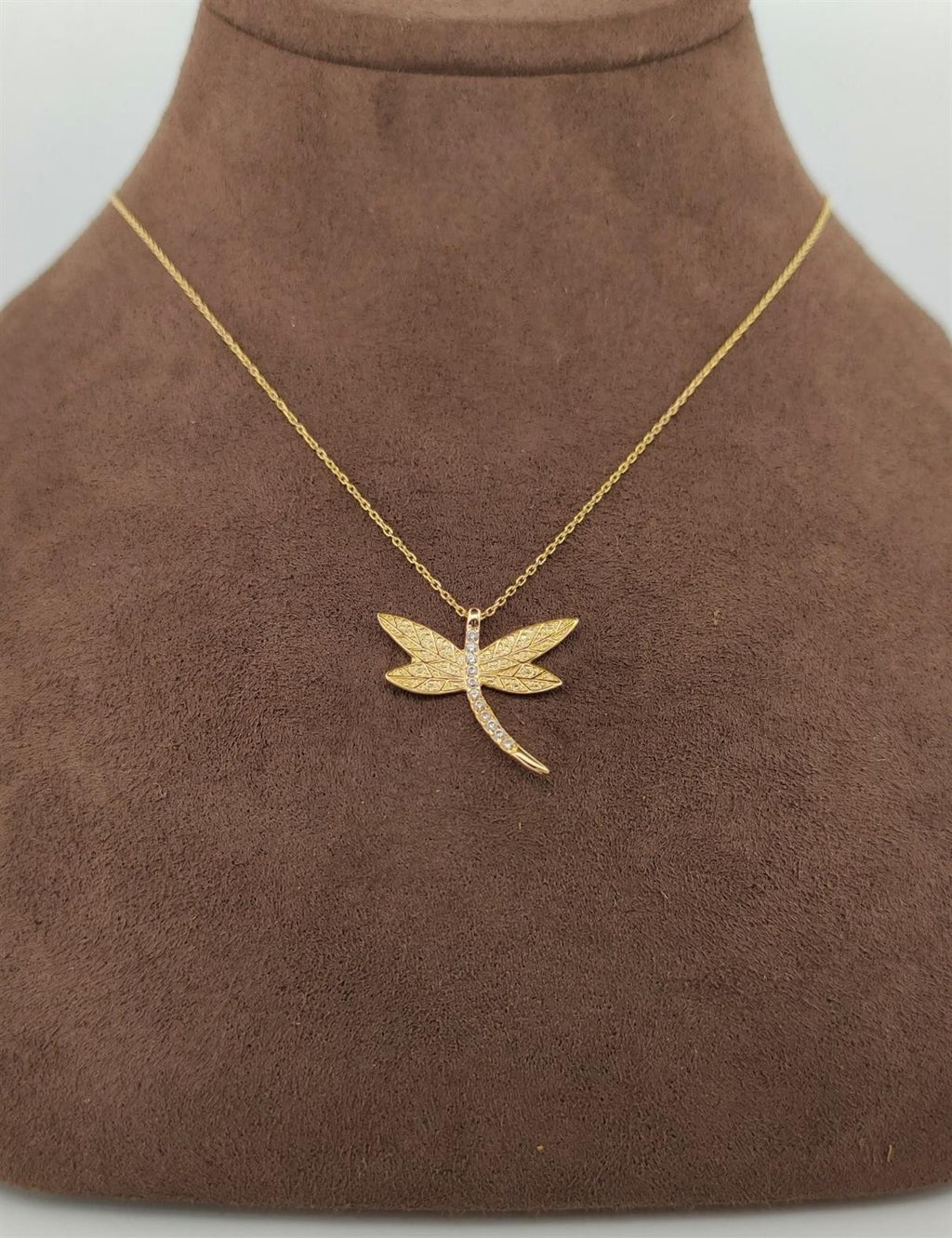 Stone-Set Dragonfly Gold Necklace