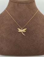 Stone-Set Dragonfly Gold Necklace