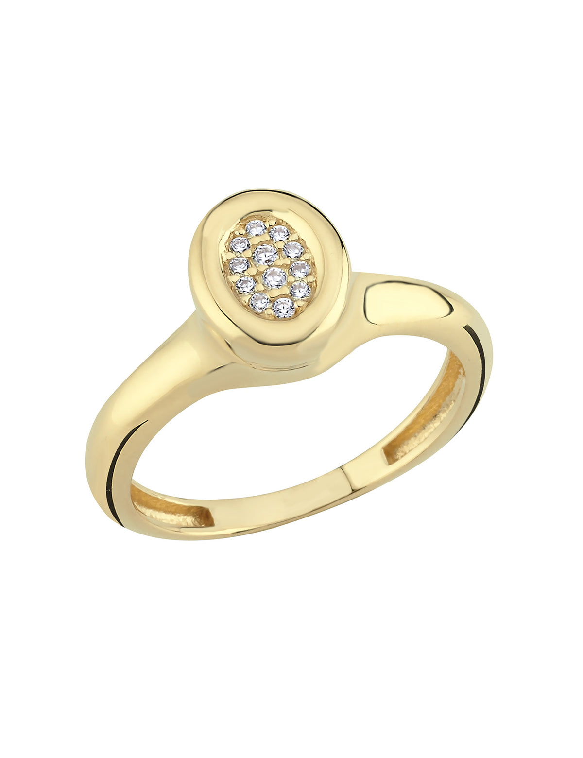 Round Stone-Set Gold Ring
