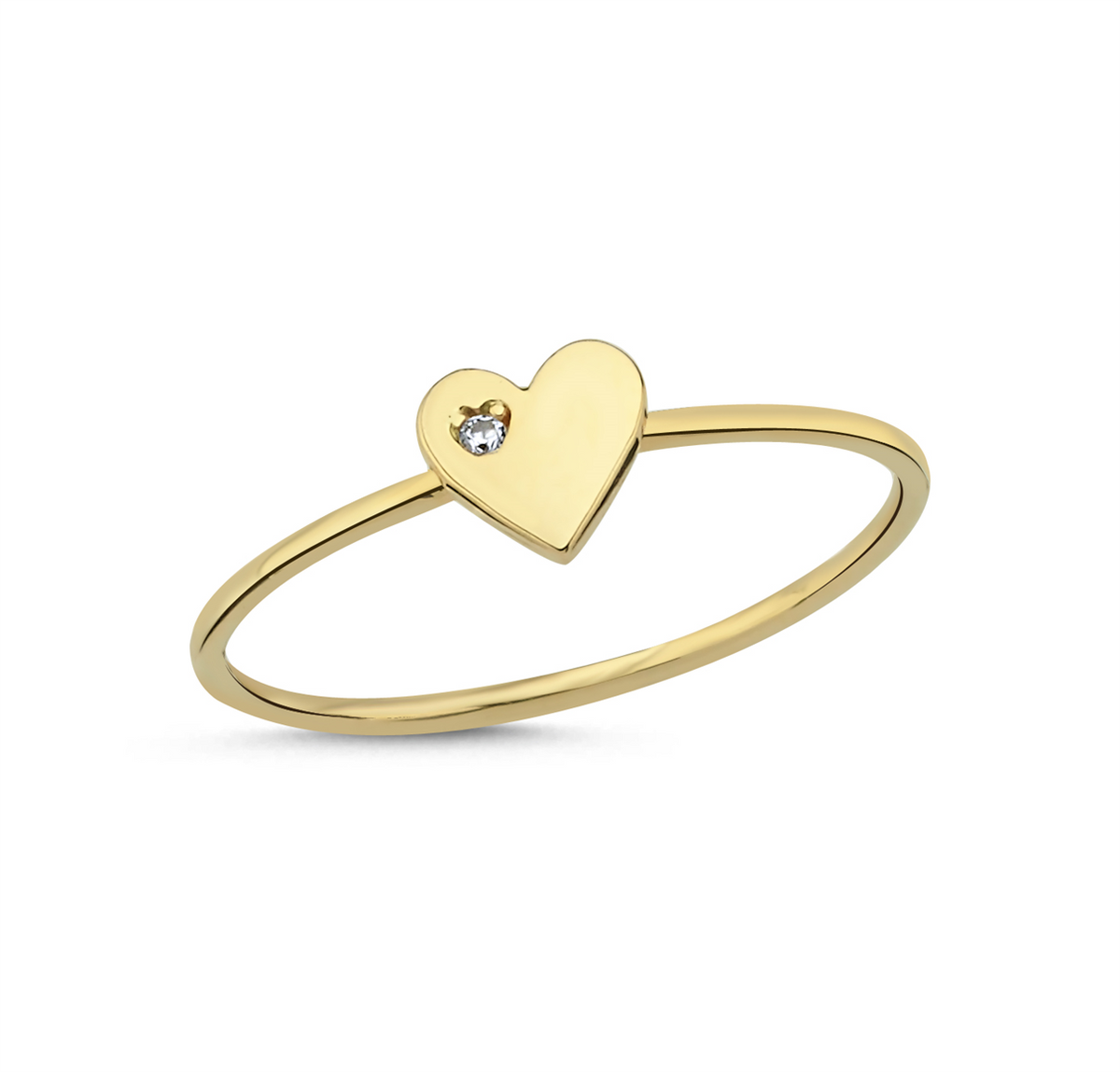Stone-Set Heart Gold Ring IKYZ00067