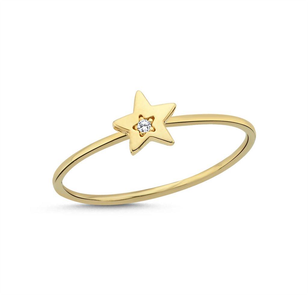 Stone-Set Star Gold Ring IKYZ00066