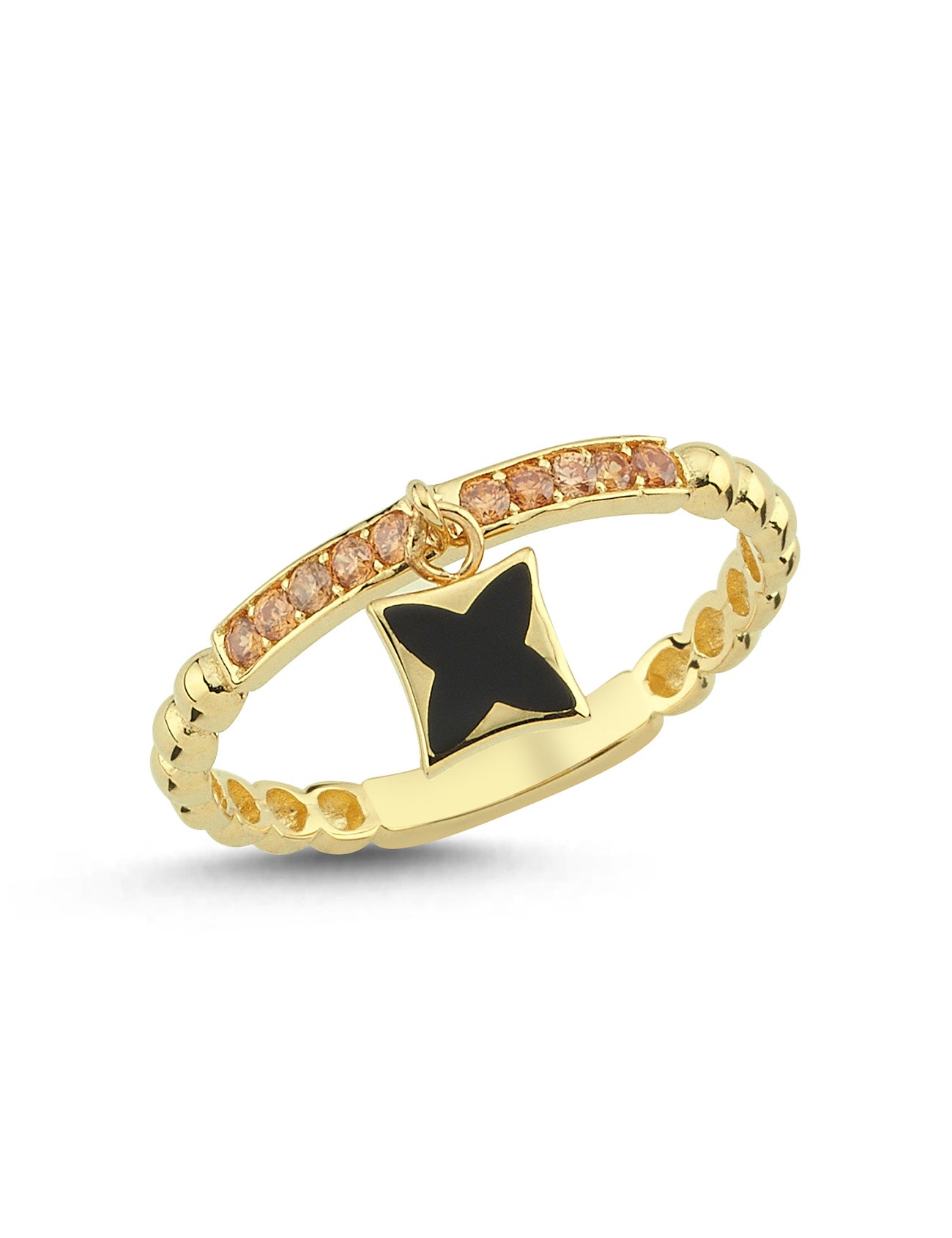 Lucky Pink Clover Gold Ring
