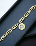 Reversible Blue White Mother-of-Pearl Gold Bracelet