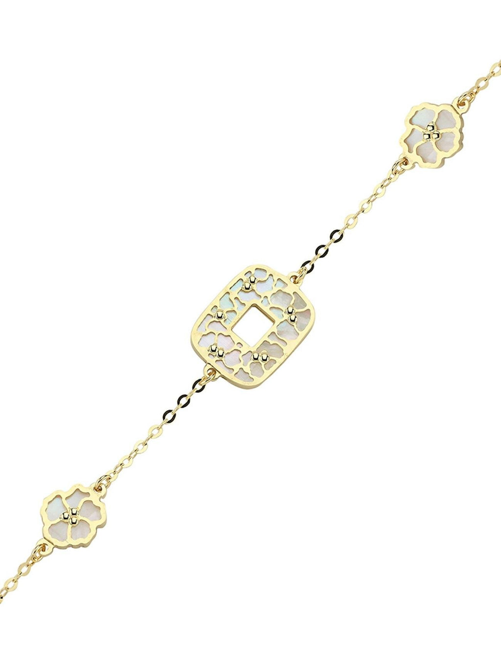 Reversible Pink White Mother-of-Pearl Gold Bracelet